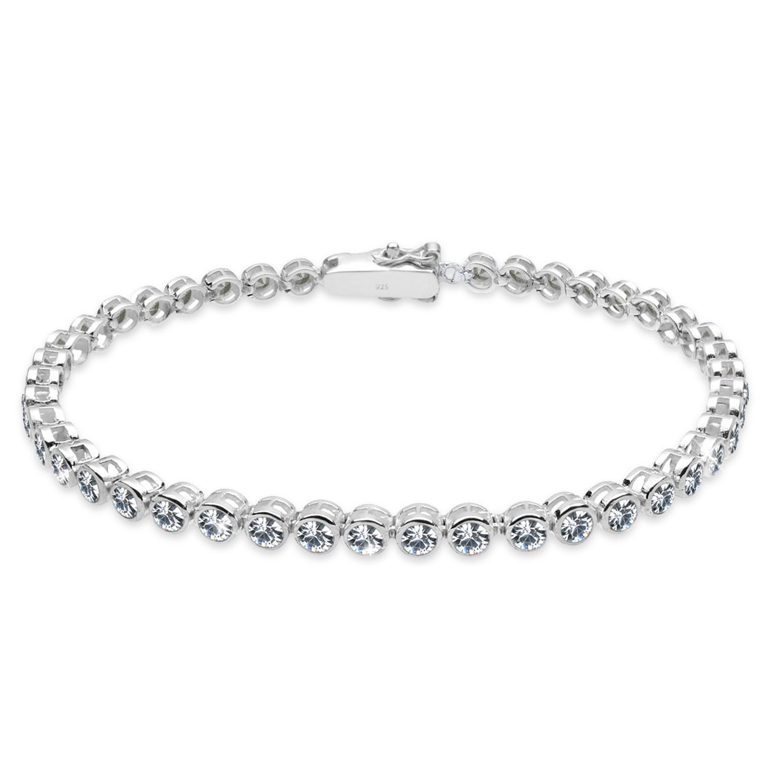 Silver Perhiasan Wanita Perak Asli - Silver Gelang Basic Crystals