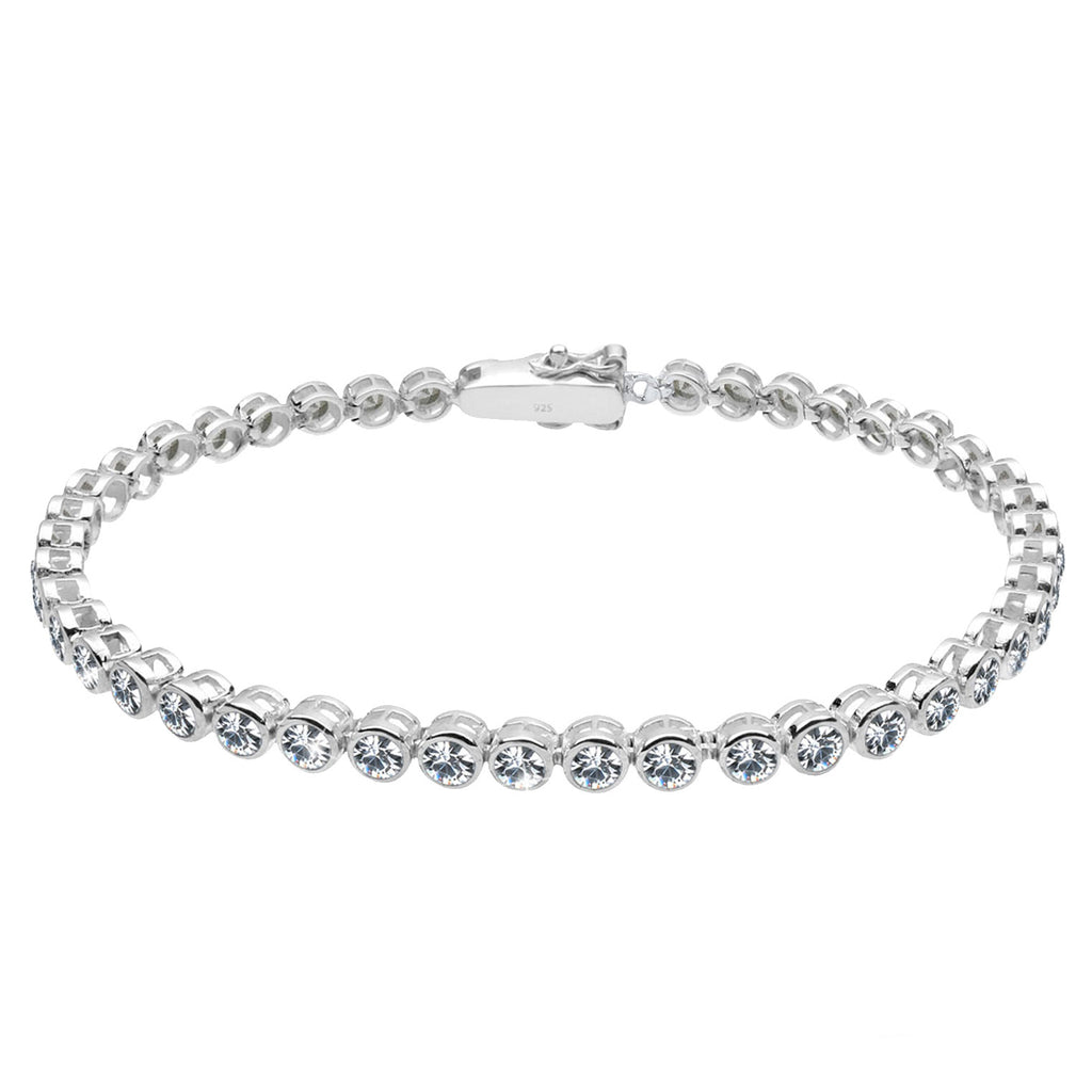 Silver Perhiasan Wanita Perak Asli - Silver Gelang Basic Crystals