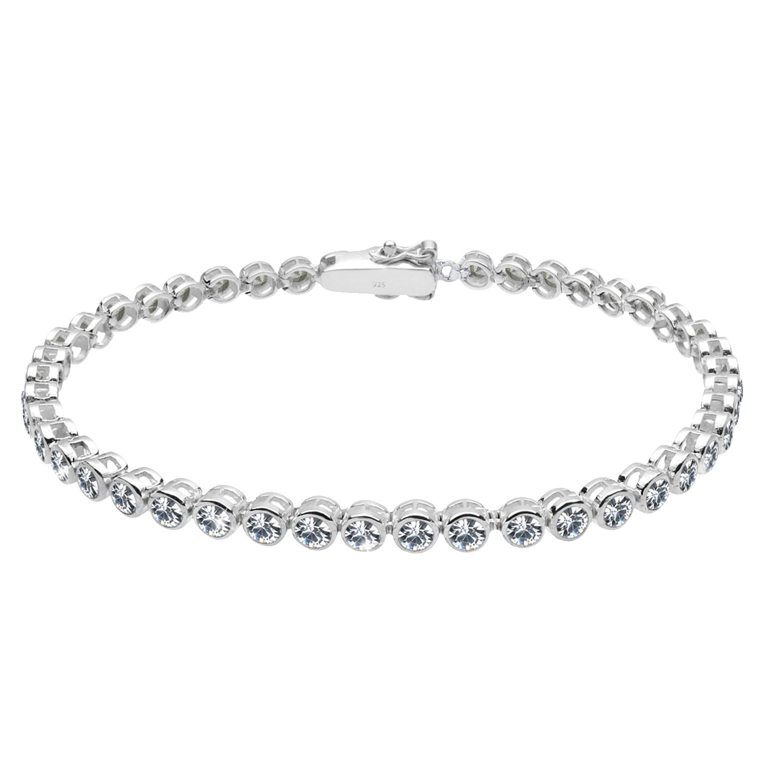 Silver Perhiasan Wanita Perak Asli - Silver Gelang Basic Crystals