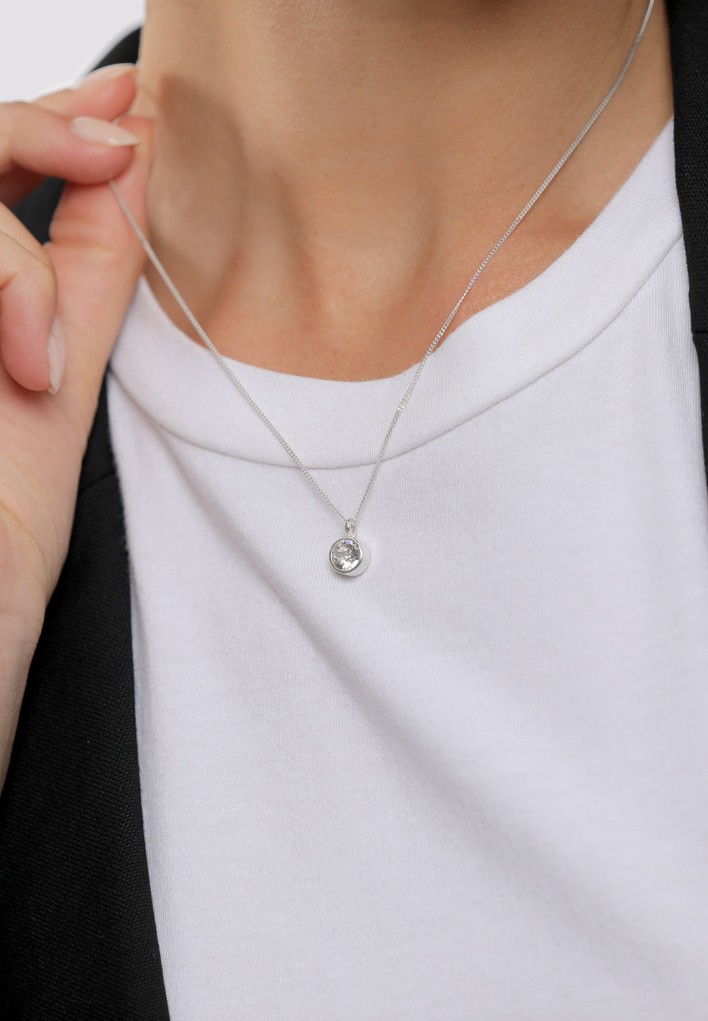 Solitaire Necklace 925 Silver – Embellished with Crystals by Swarovski®
