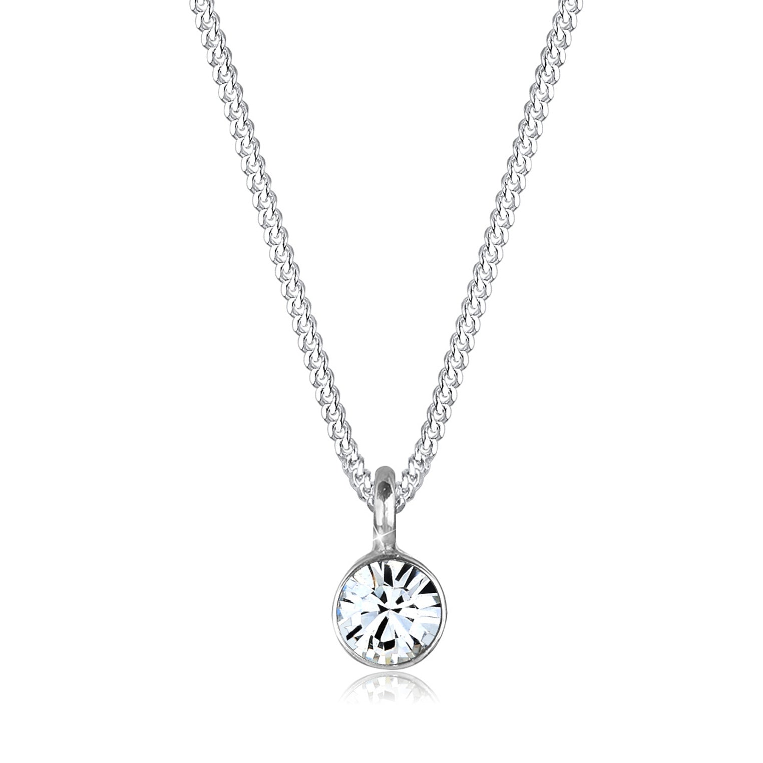 Silver Perhiasan Wanita Perak Asli - Silver Kalung   Basic Solitaire Crystal