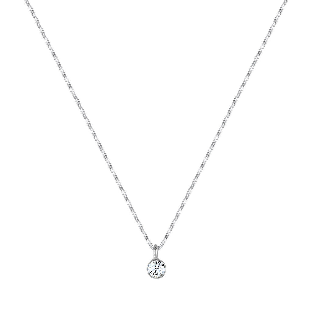 Silver Perhiasan Wanita Perak Asli - Silver Kalung   Basic Solitaire Crystal
