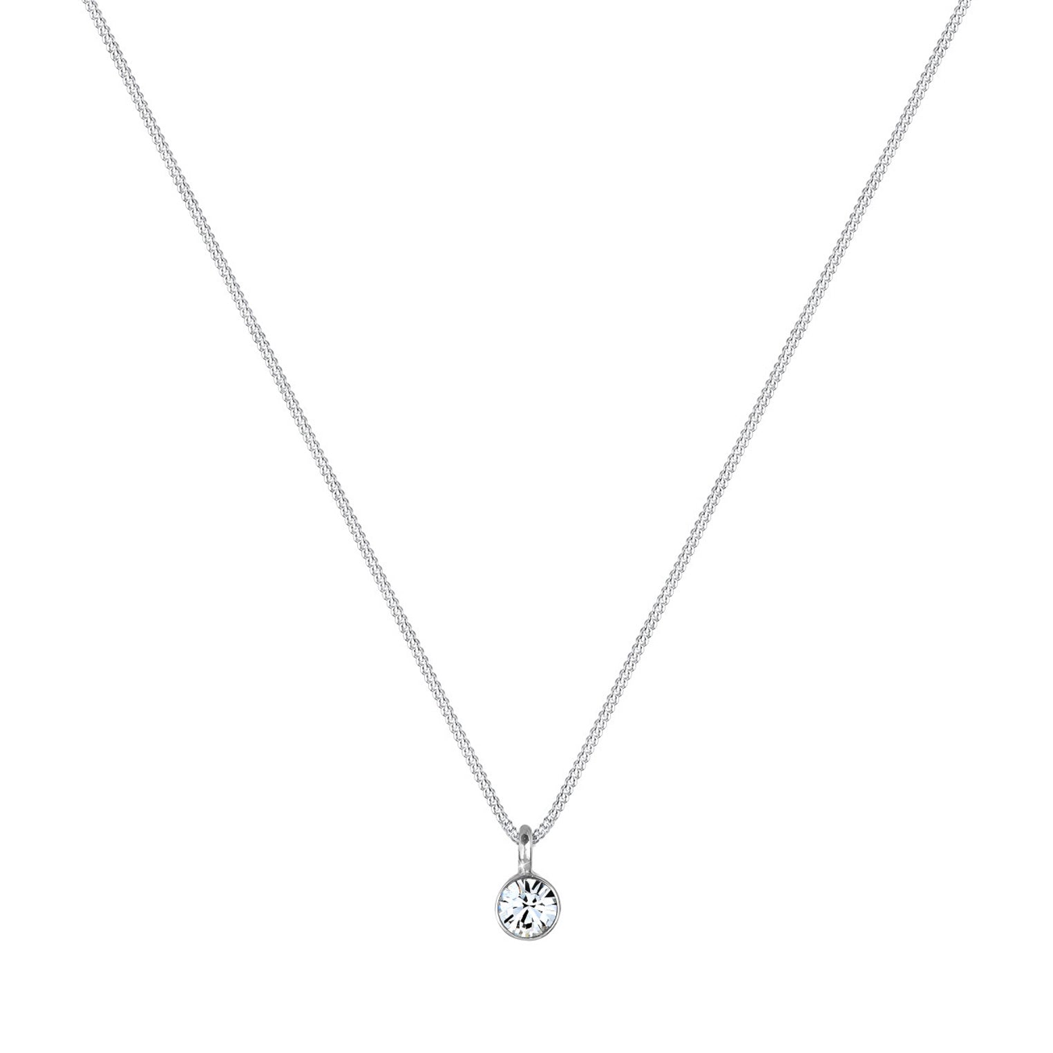 Silver Perhiasan Wanita Perak Asli - Silver Kalung   Basic Solitaire Crystal