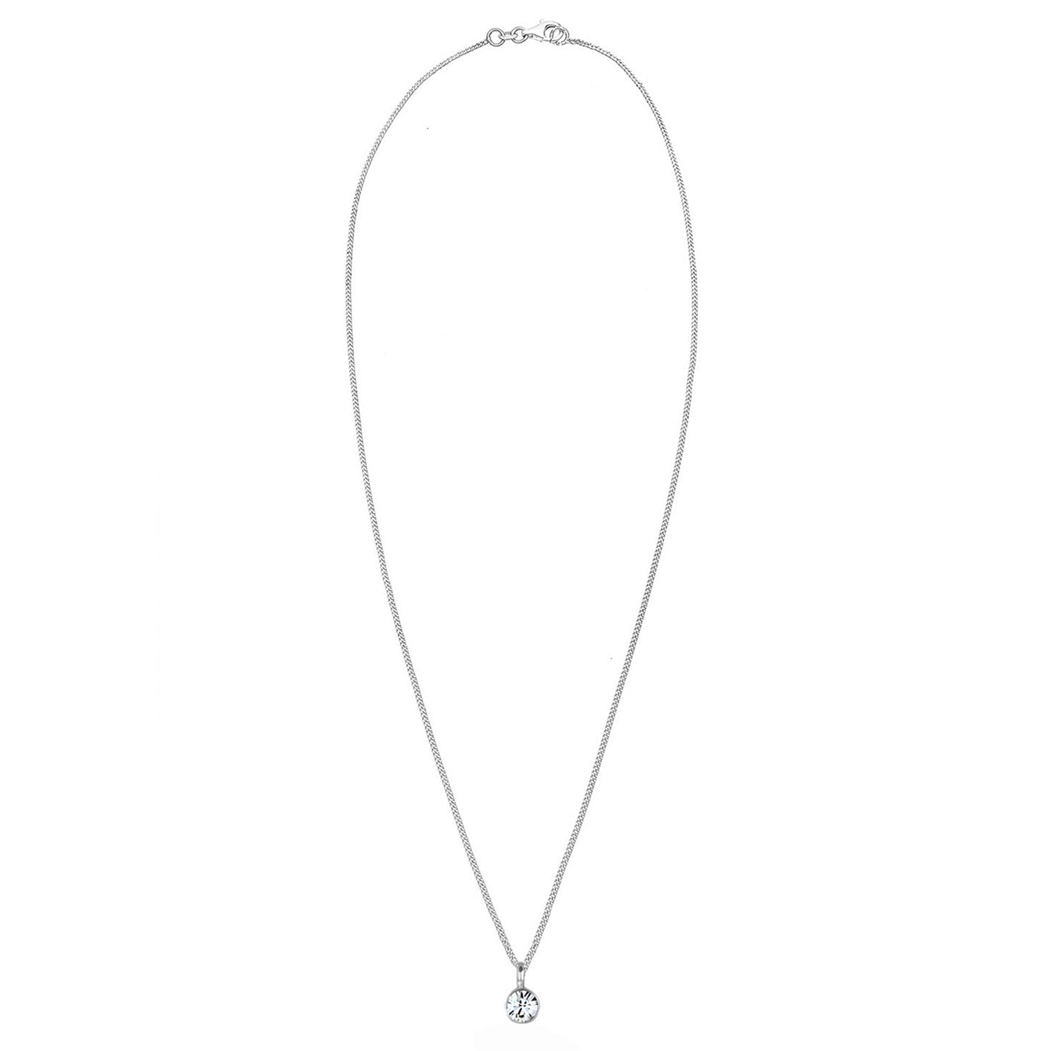 Silver Perhiasan Wanita Perak Asli - Silver Kalung   Basic Solitaire Crystal