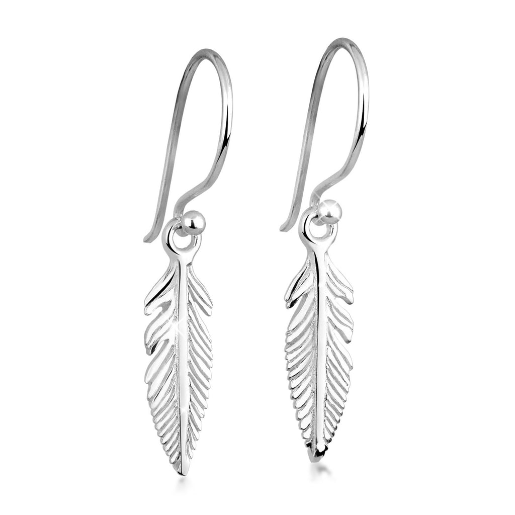 Silver Perhiasan Wanita Perak Asli - Silver Anting Feather Pendant