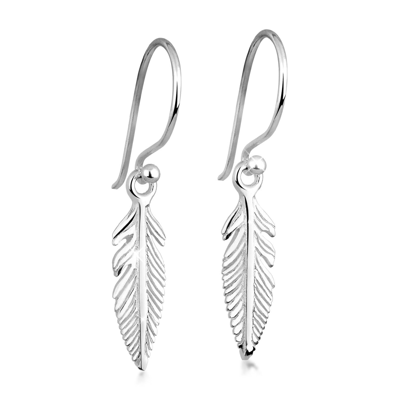 Silver Perhiasan Wanita Perak Asli - Silver Anting Feather Pendant