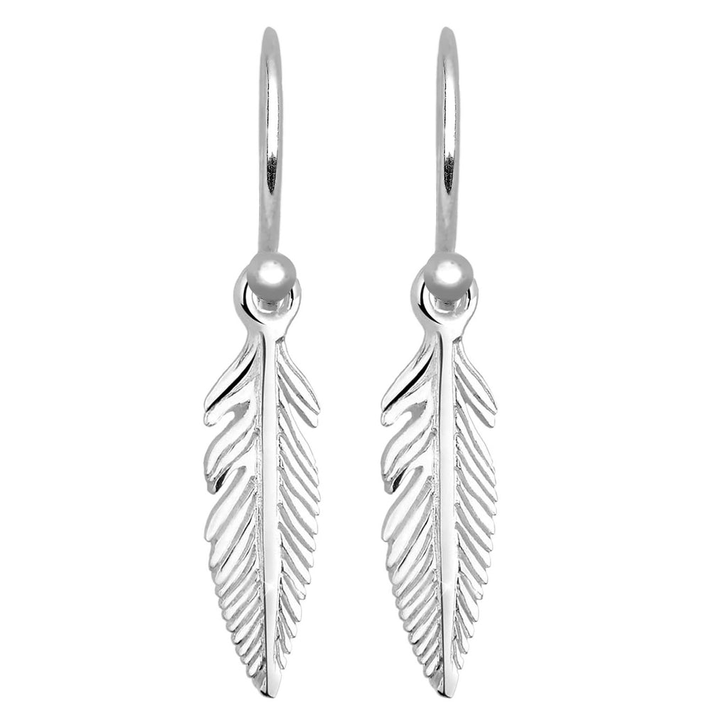 Silver Perhiasan Wanita Perak Asli - Silver Anting Feather Pendant