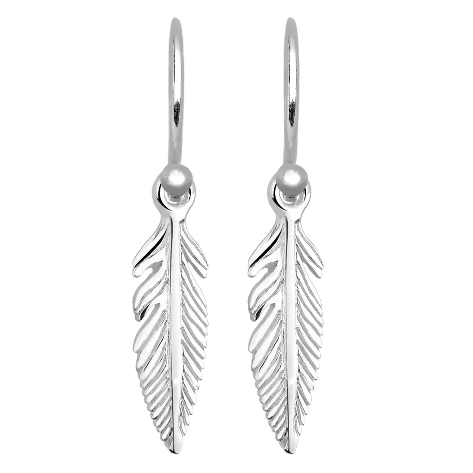 Silver Perhiasan Wanita Perak Asli - Silver Anting Feather Pendant