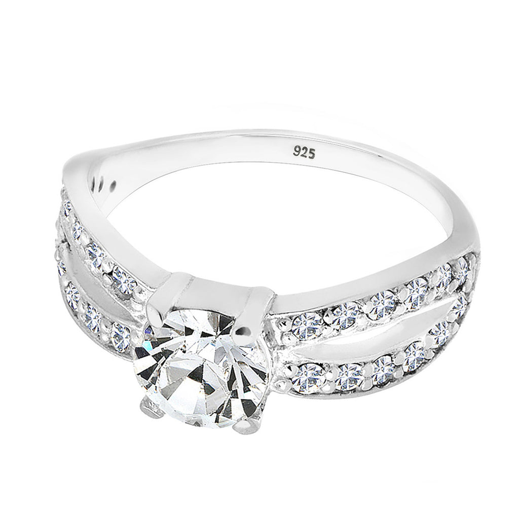 Silver Cincin Perhiasan Perak 925 Wanita Glamour Princess Crystal White