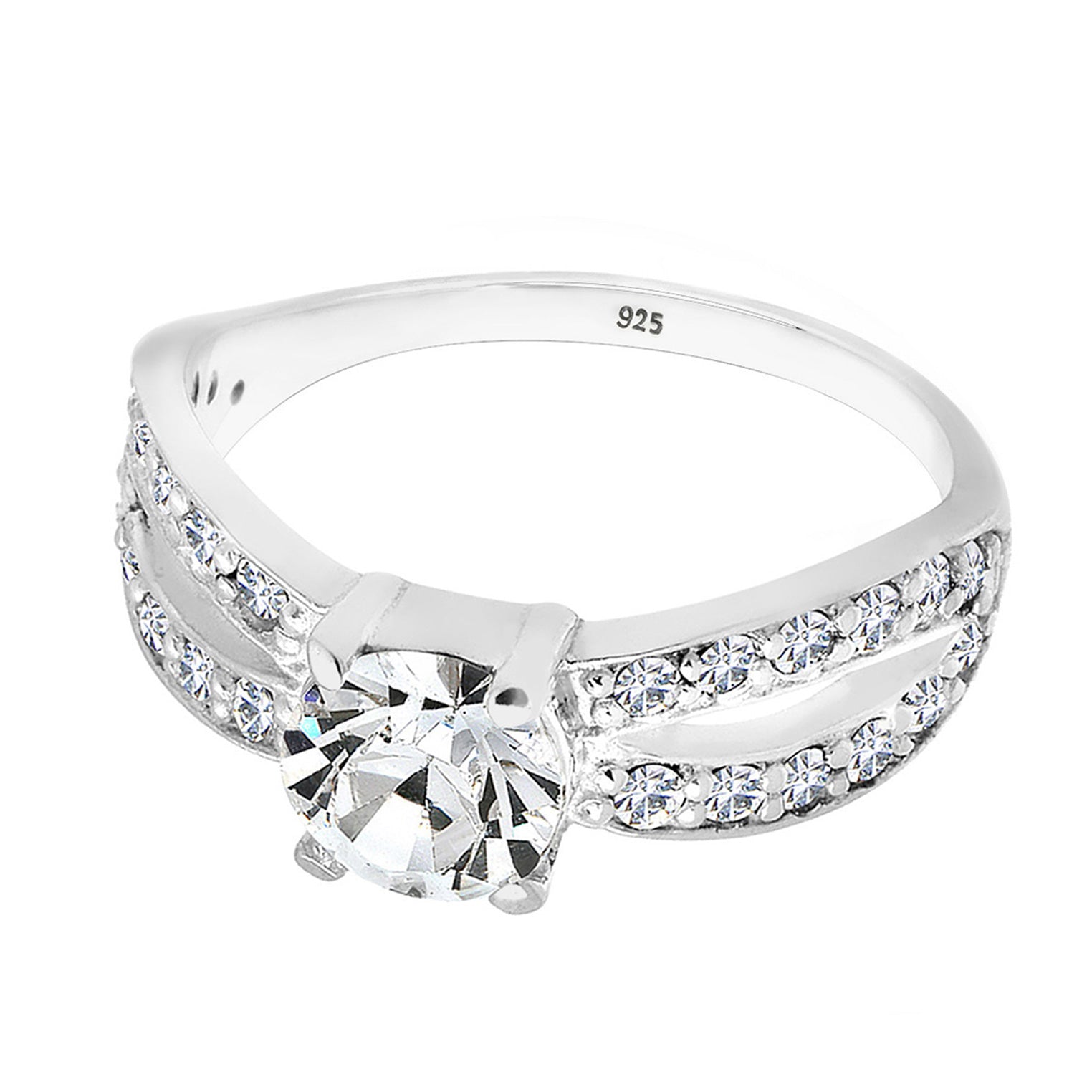 Silver Cincin Perhiasan Perak 925 Wanita Glamour Princess Crystal White