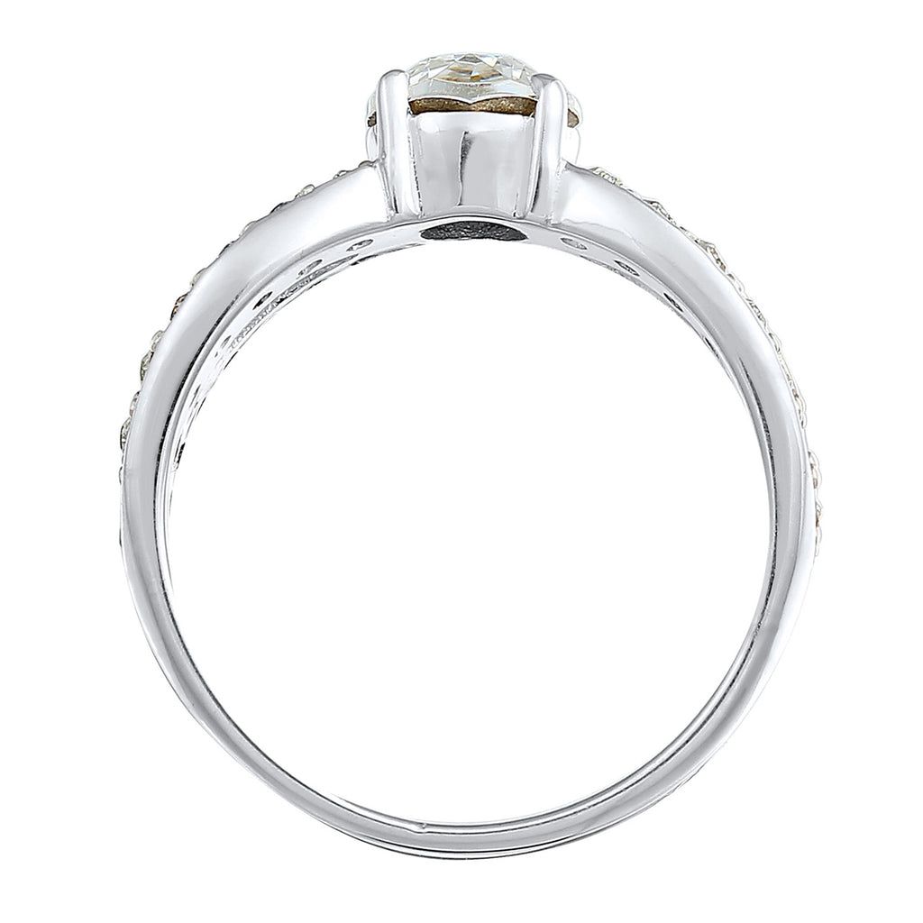 Silver Cincin Perhiasan Perak 925 Wanita Glamour Princess Crystal White