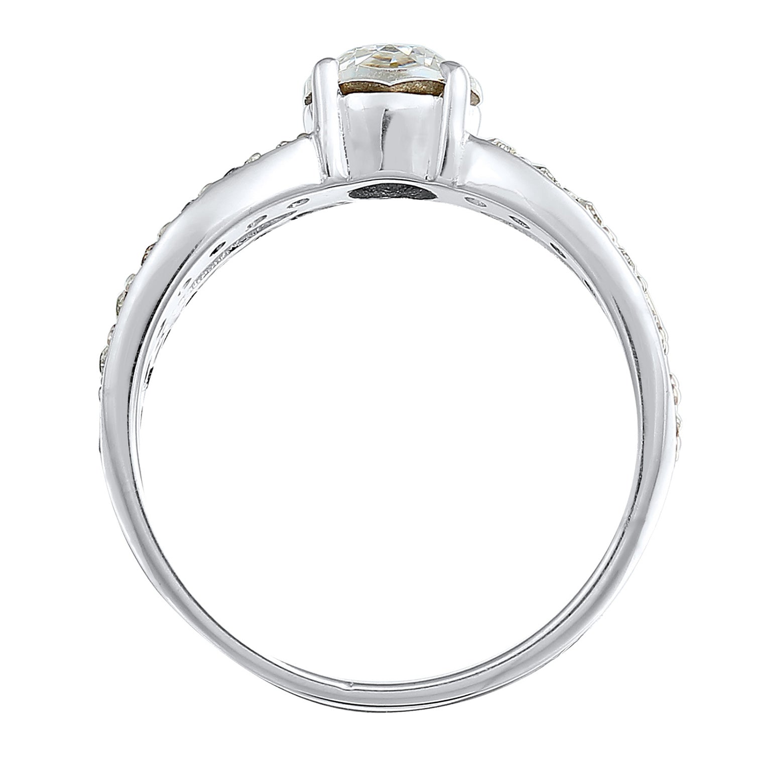 Silver Cincin Perhiasan Perak 925 Wanita Glamour Princess Crystal White