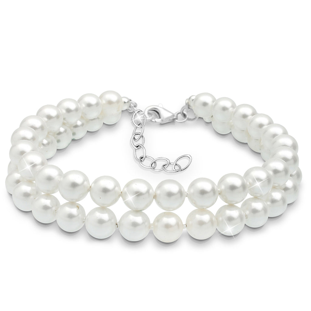White Perhiasan Wanita Perak Asli - Silver Gelang Shell Pearls