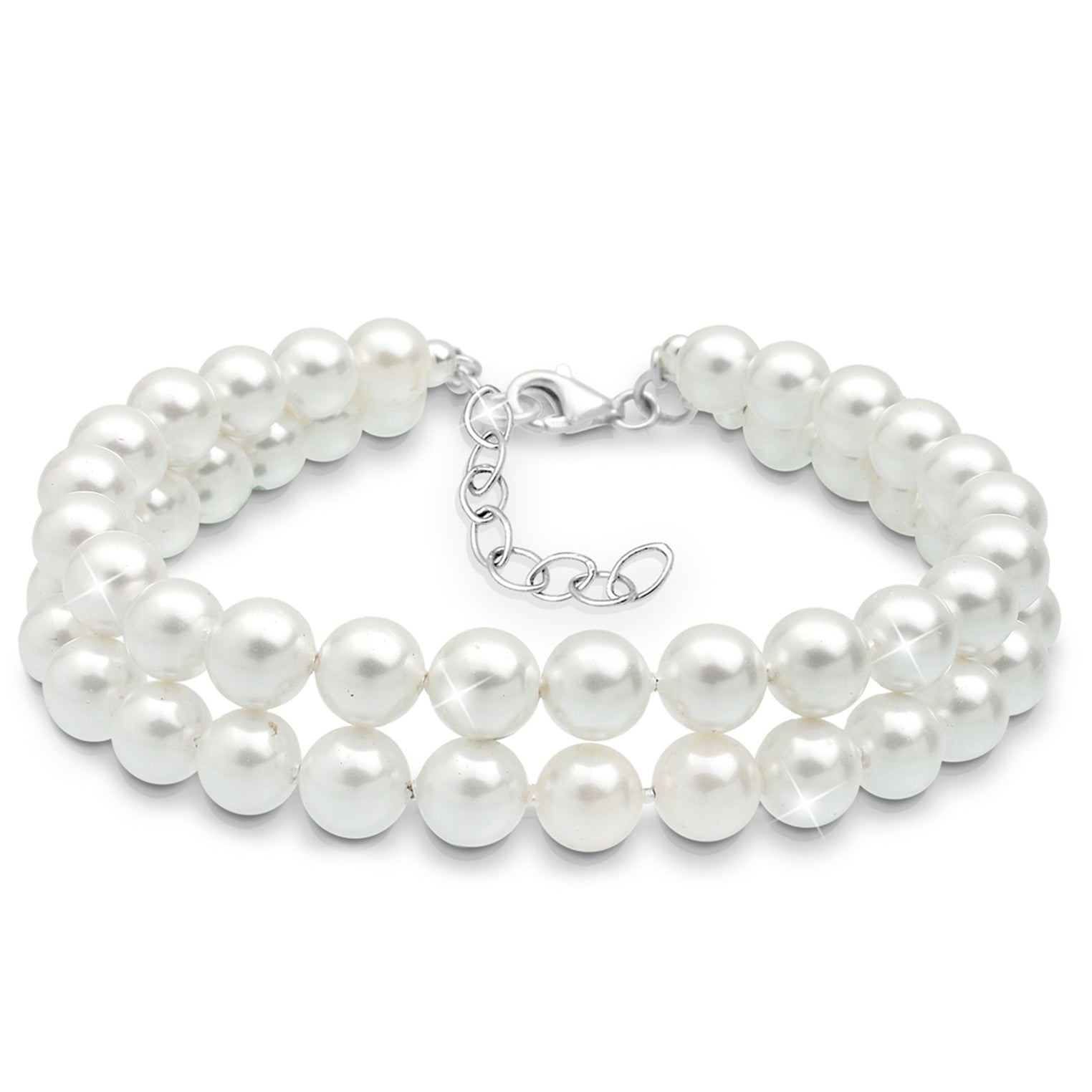 White Perhiasan Wanita Perak Asli - Silver Gelang Shell Pearls