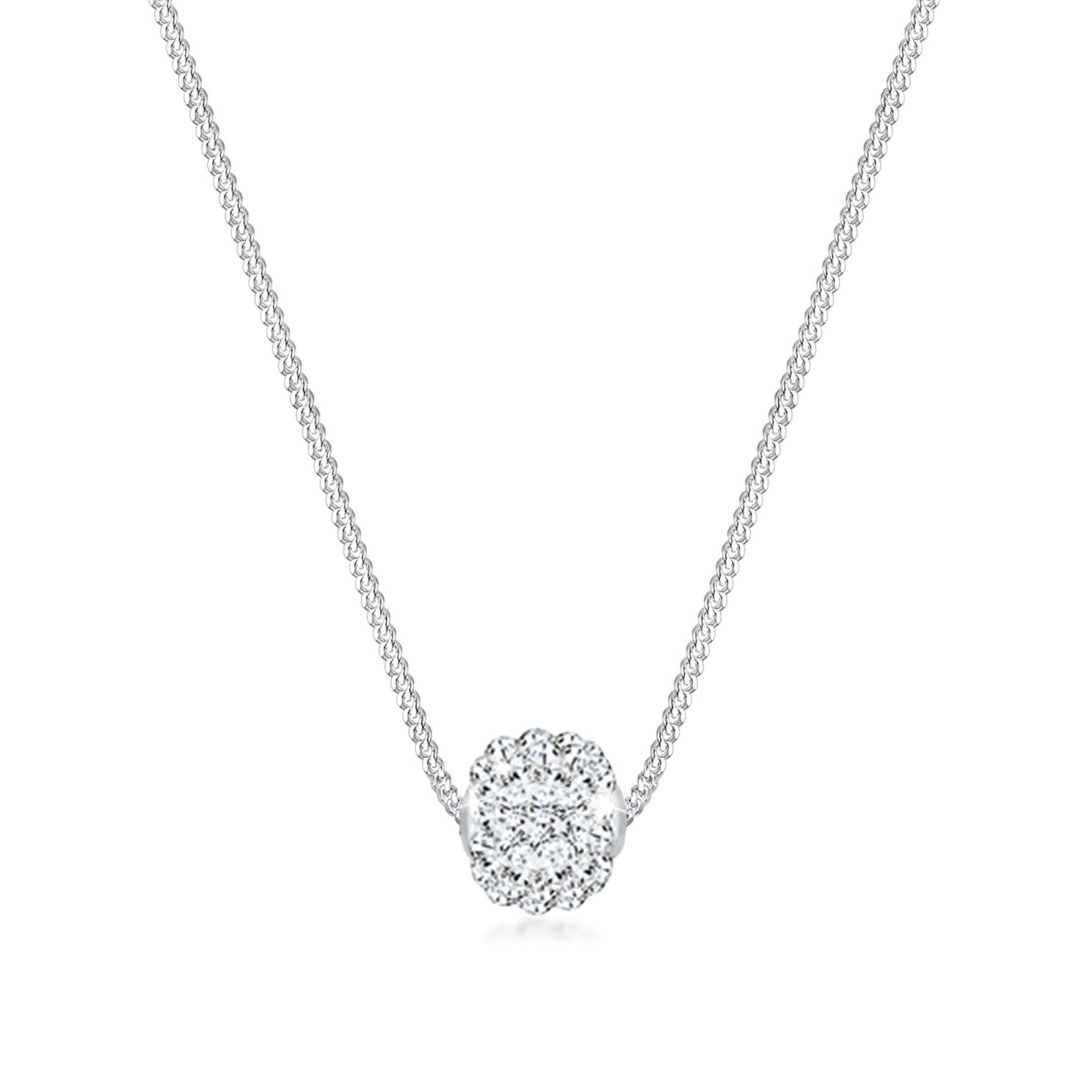 White Kalung Perhiasan Perak 925 Wanita Ball Crystals