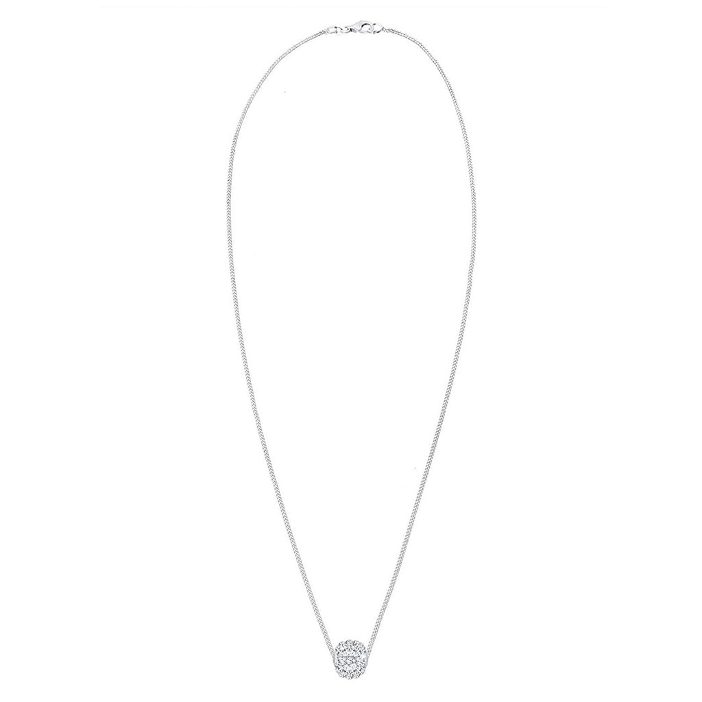 White Kalung Perhiasan Perak 925 Wanita Ball Crystals