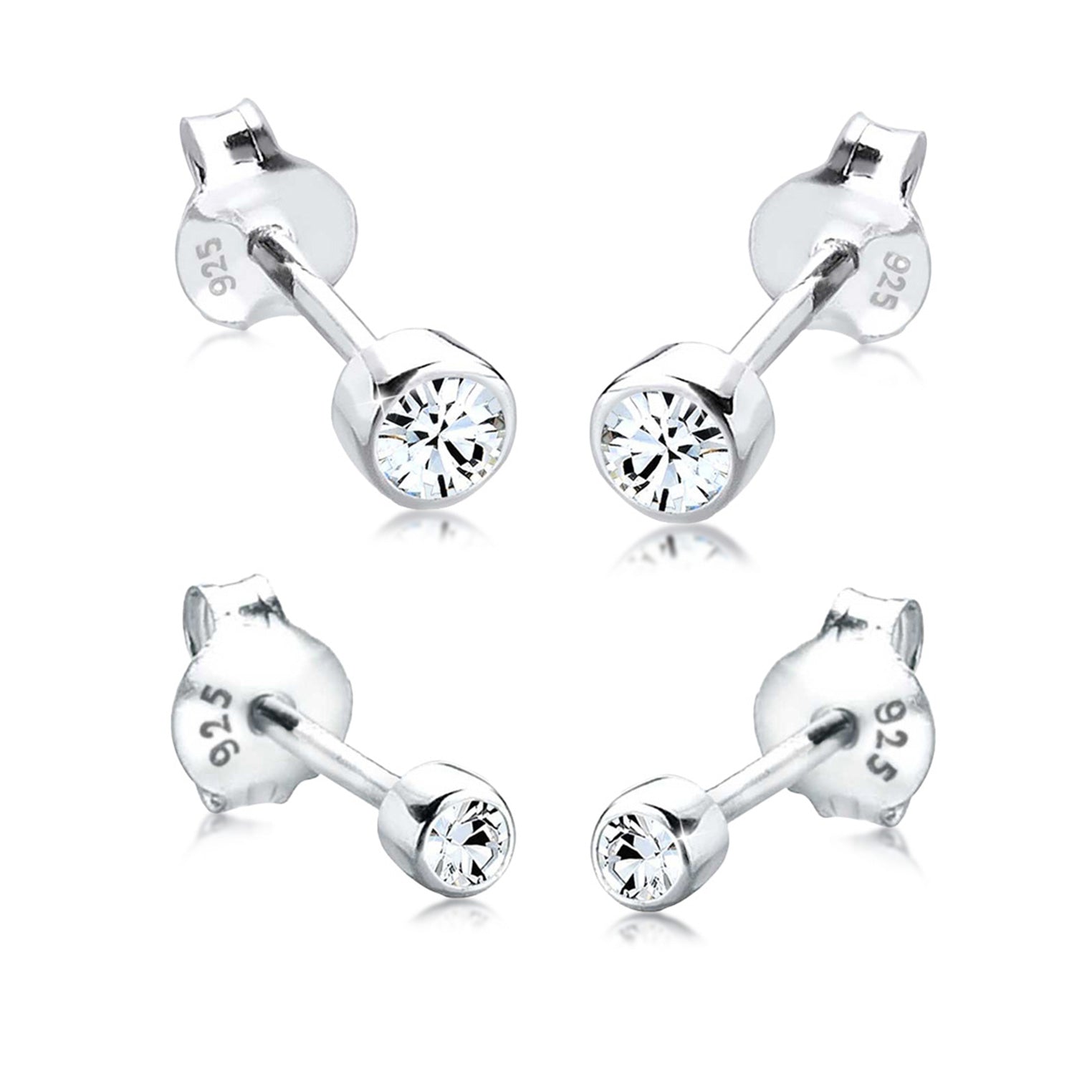 Silver Perhiasan Wanita Perak Asli - Silver Anting Set Classic Crystal
