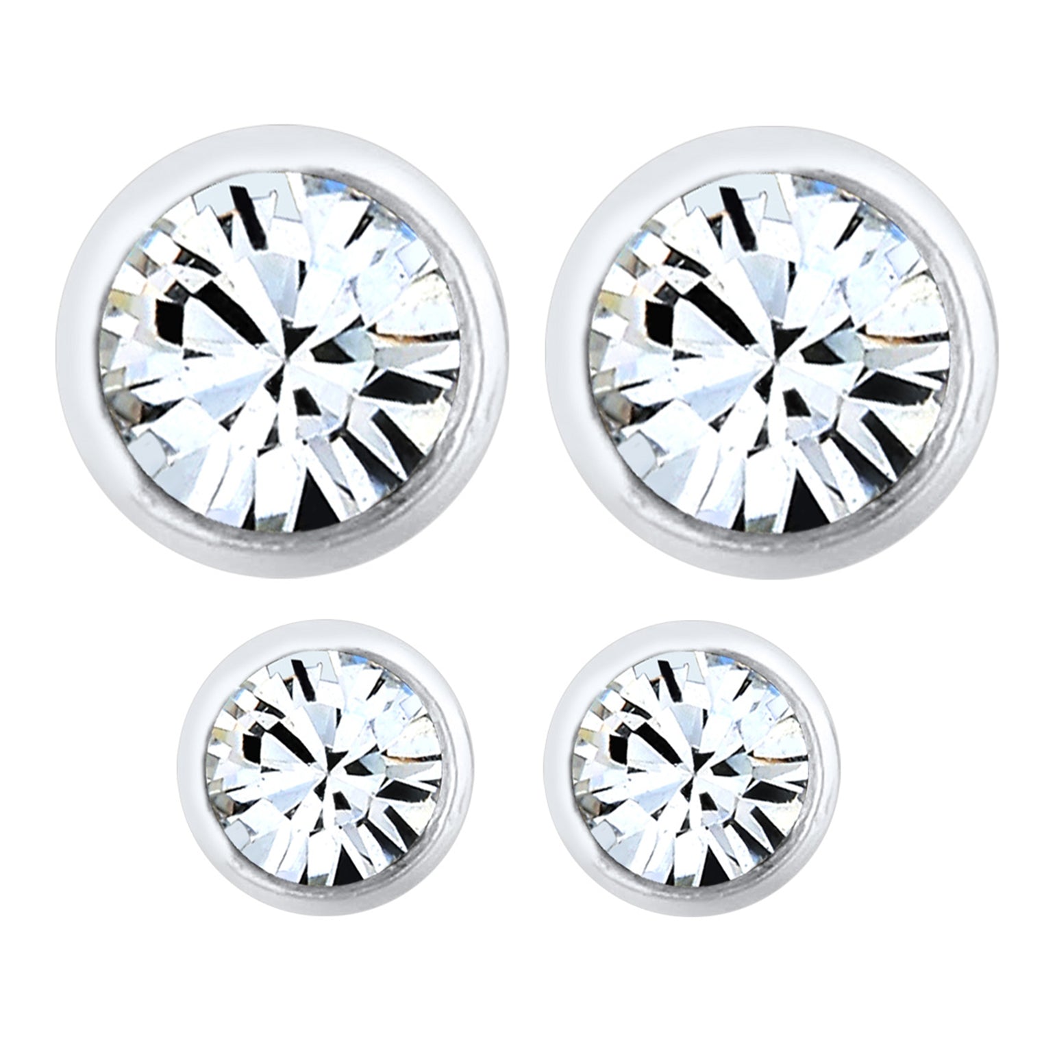 Silver Perhiasan Wanita Perak Asli - Silver Anting Set Classic Crystal