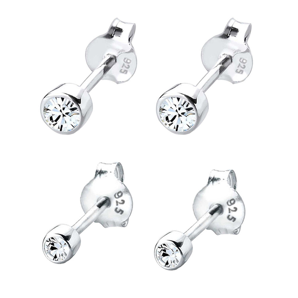 Silver Perhiasan Wanita Perak Asli - Silver Anting Set Classic Crystal