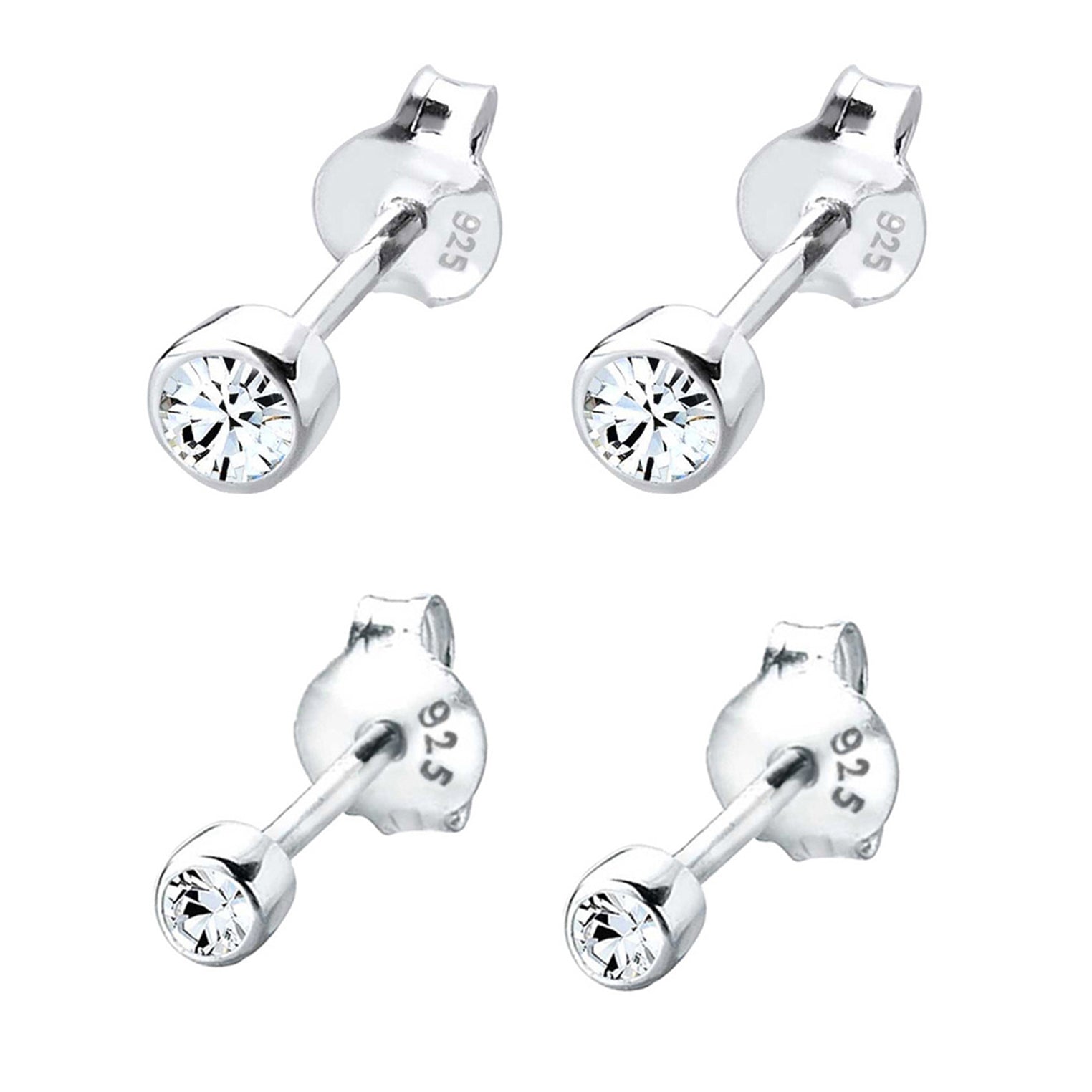 Silver Perhiasan Wanita Perak Asli - Silver Anting Set Classic Crystal