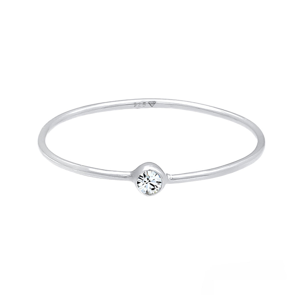 Silver Cincin Perhiasan Perak 925 Wanita Basic Crystal