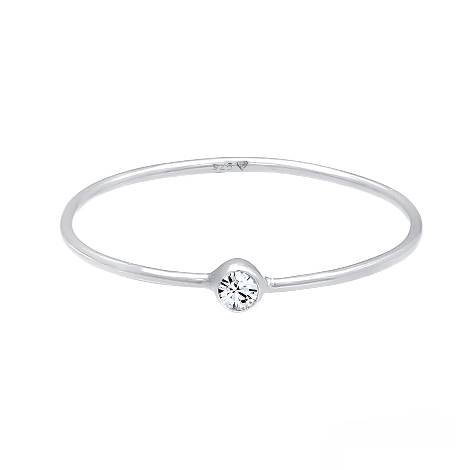 Silver Cincin Perhiasan Perak 925 Wanita Basic Crystal