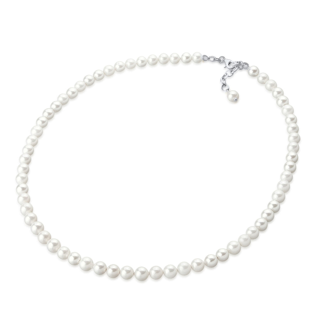 White Perhiasan Wanita Perak Asli - Silver Kalung   Precious Bridal Plain Shell Core Pearls