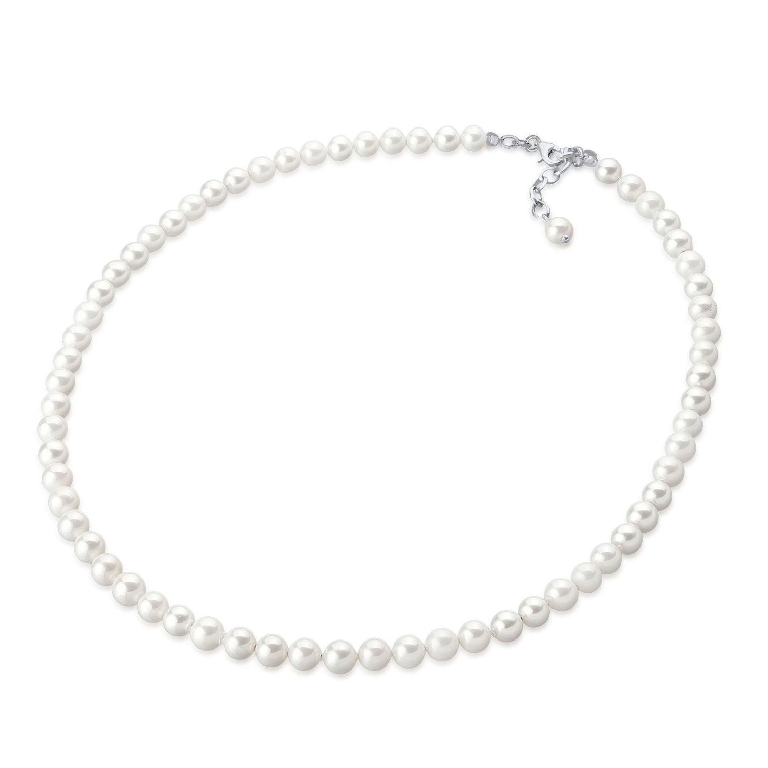White Perhiasan Wanita Perak Asli - Silver Kalung   Precious Bridal Plain Shell Core Pearls