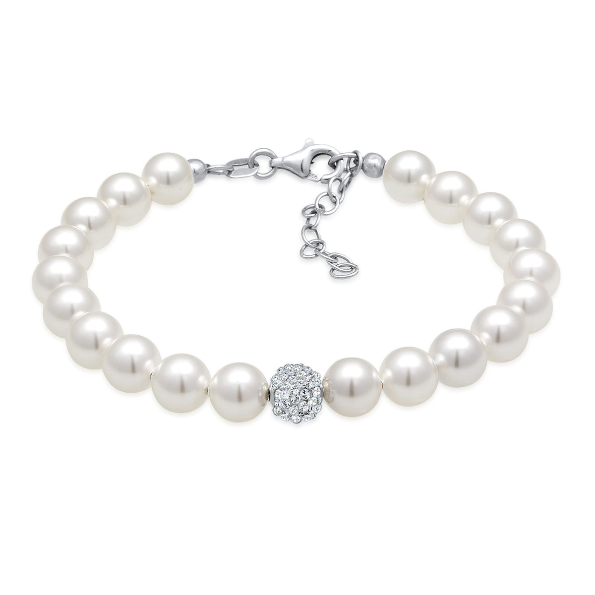 Bracelet Pearls Crystals 925 Sterling Silver