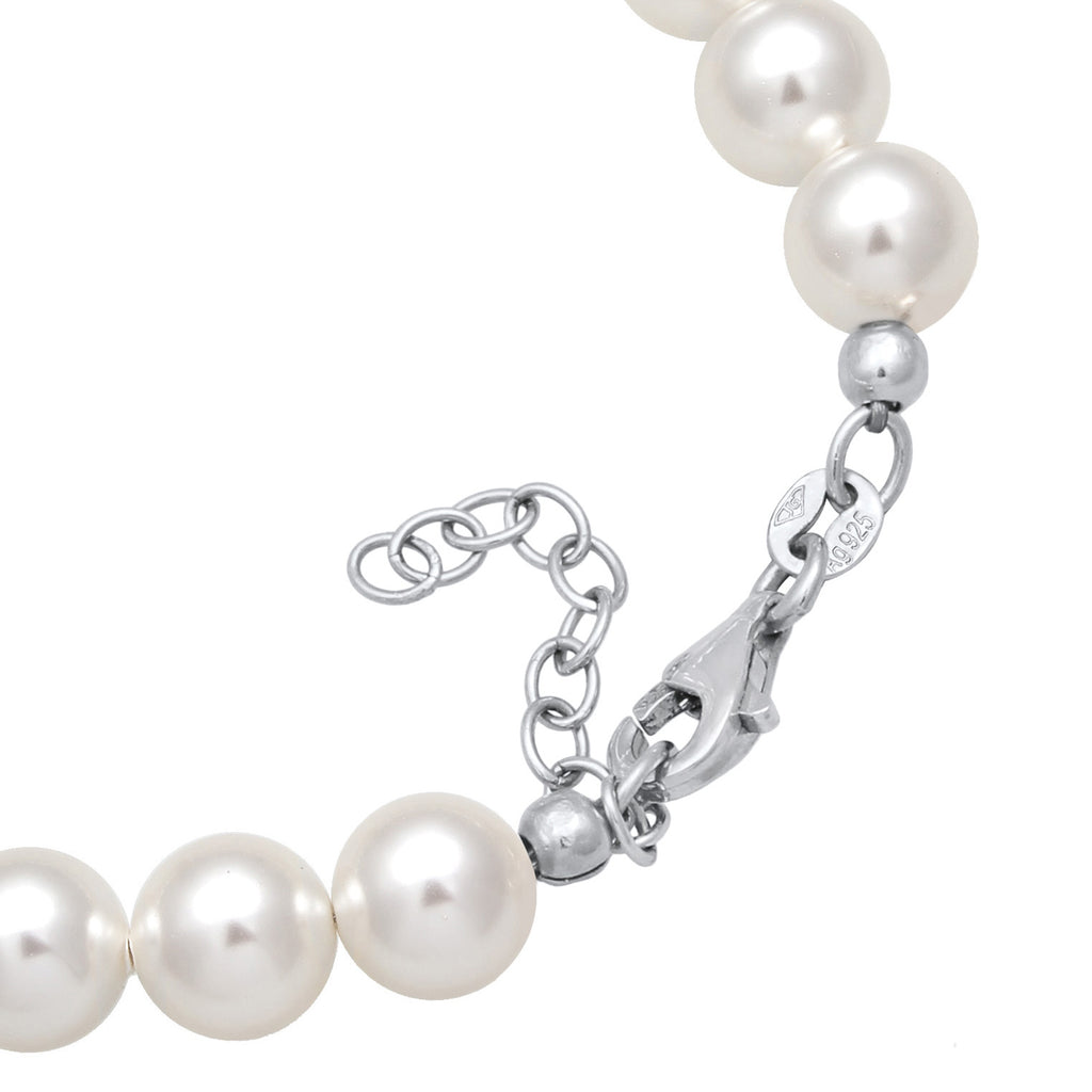 Silver Perhiasan Wanita Perak Asli - Silver Gelang Crystal Mutiara Sintetis