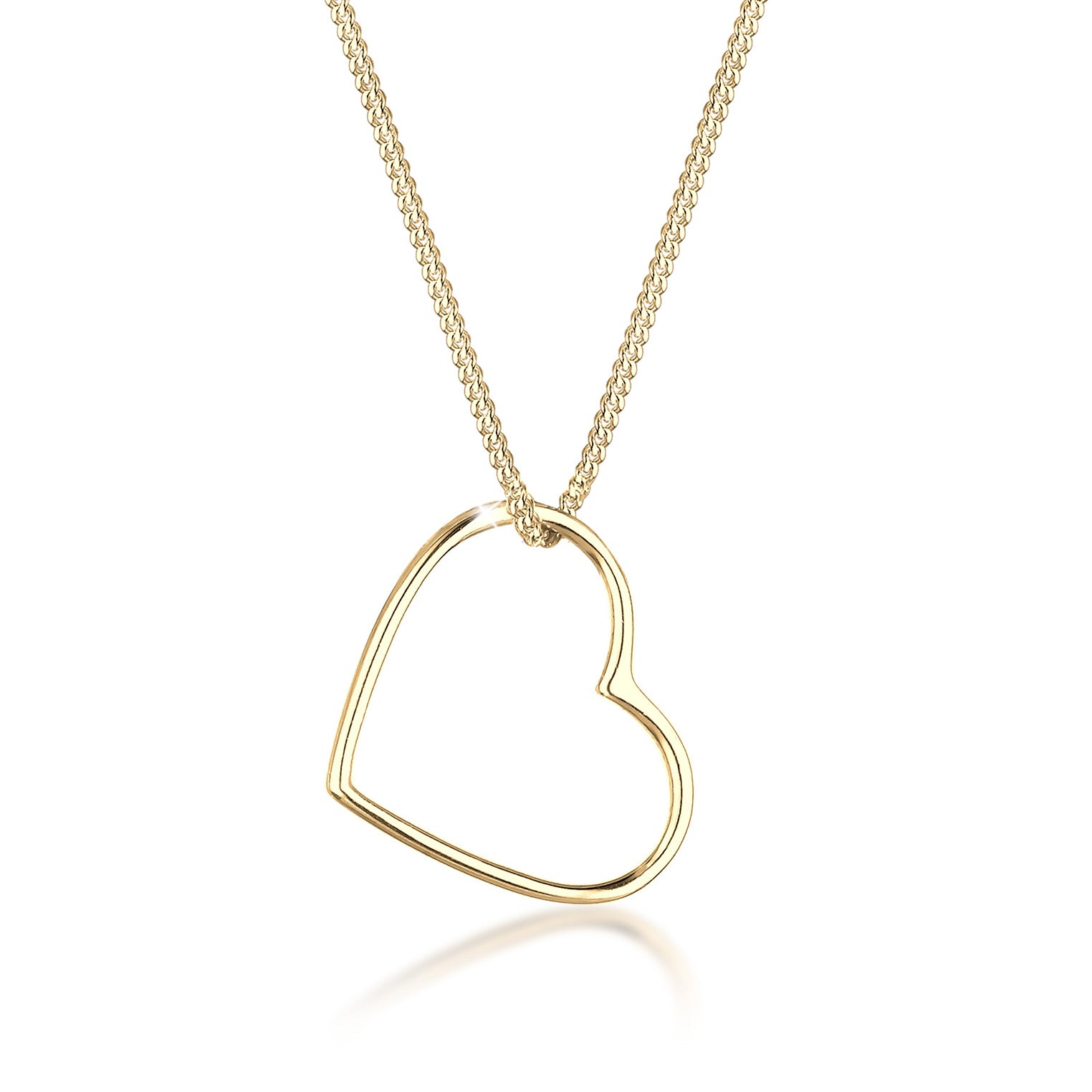 Gold Perhiasan Wanita Perak Asli - Silver Kalung Basic Heart Gold Plated