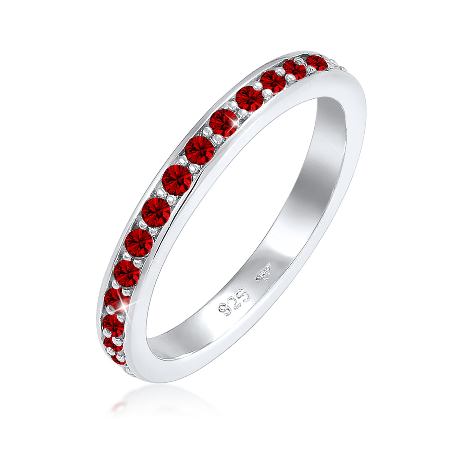 Dark Red Perhiasan Wanita Perak Asli - Silver Cincin Glamorous Red Crystals