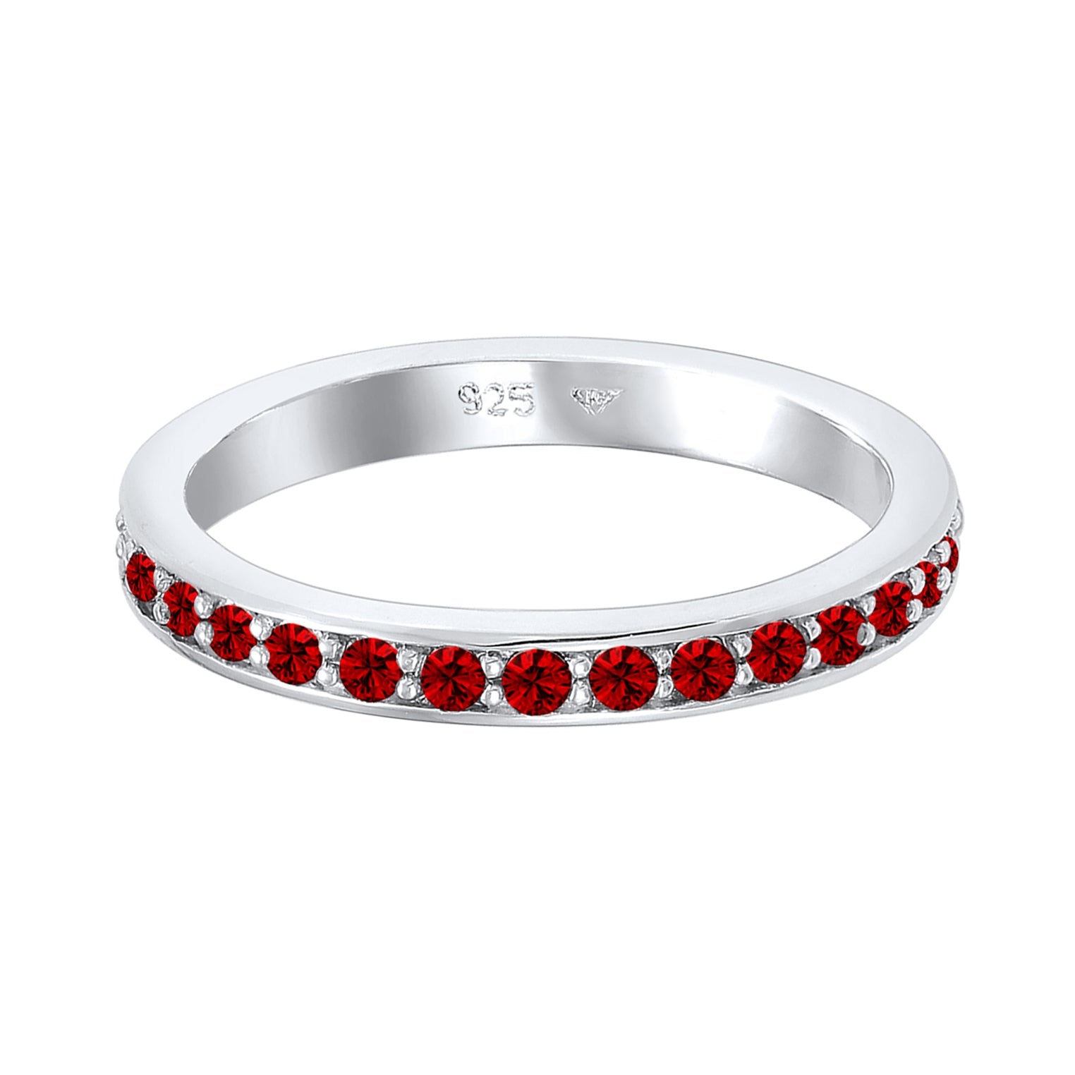 Dark Red Perhiasan Wanita Perak Asli - Silver Cincin Glamorous Red Crystals