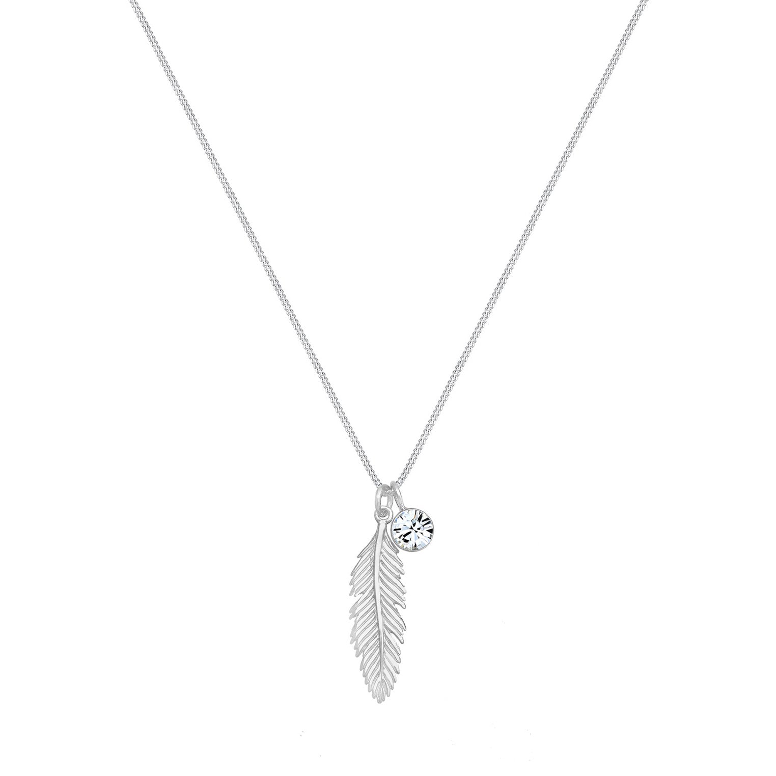 Silver Perhiasan Wanita Perak Asli - Silver Kalung   Feather Boho Crystal