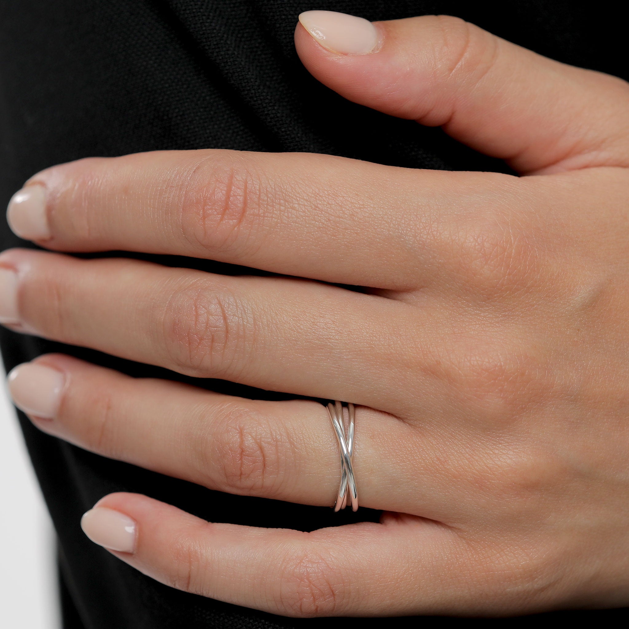 Silver Cincin Perhiasan Perak 925 Wanita Triple Basic