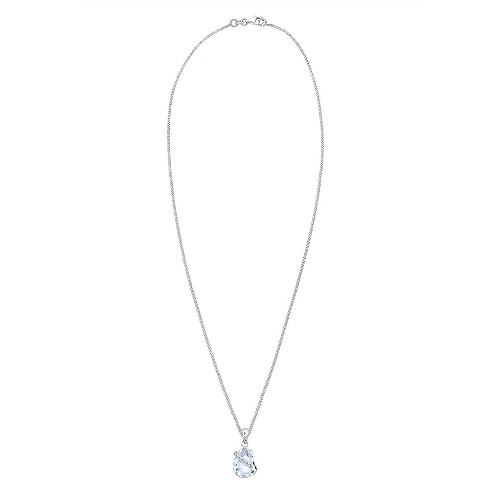 White Perhiasan Wanita Perak Asli - Silver Kalung Drop Crystal