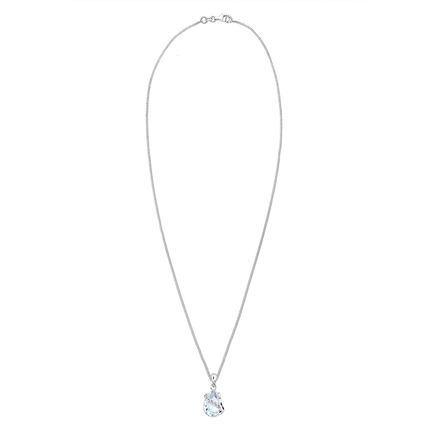 White Perhiasan Wanita Perak Asli - Silver Kalung Drop Crystal