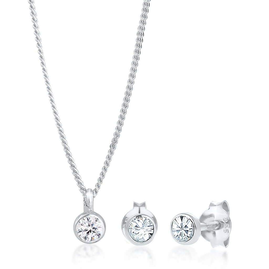 White Perhiasan Wanita Perak Asli - Silver Perhiasan Set Elegant Crystal