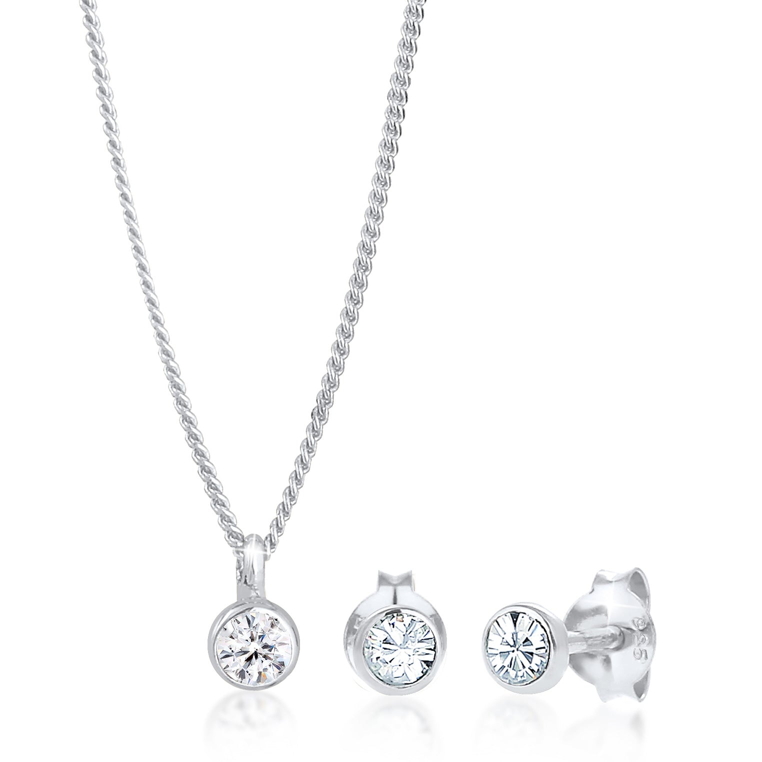 White Perhiasan Wanita Perak Asli - Silver Perhiasan Set Elegant Crystal