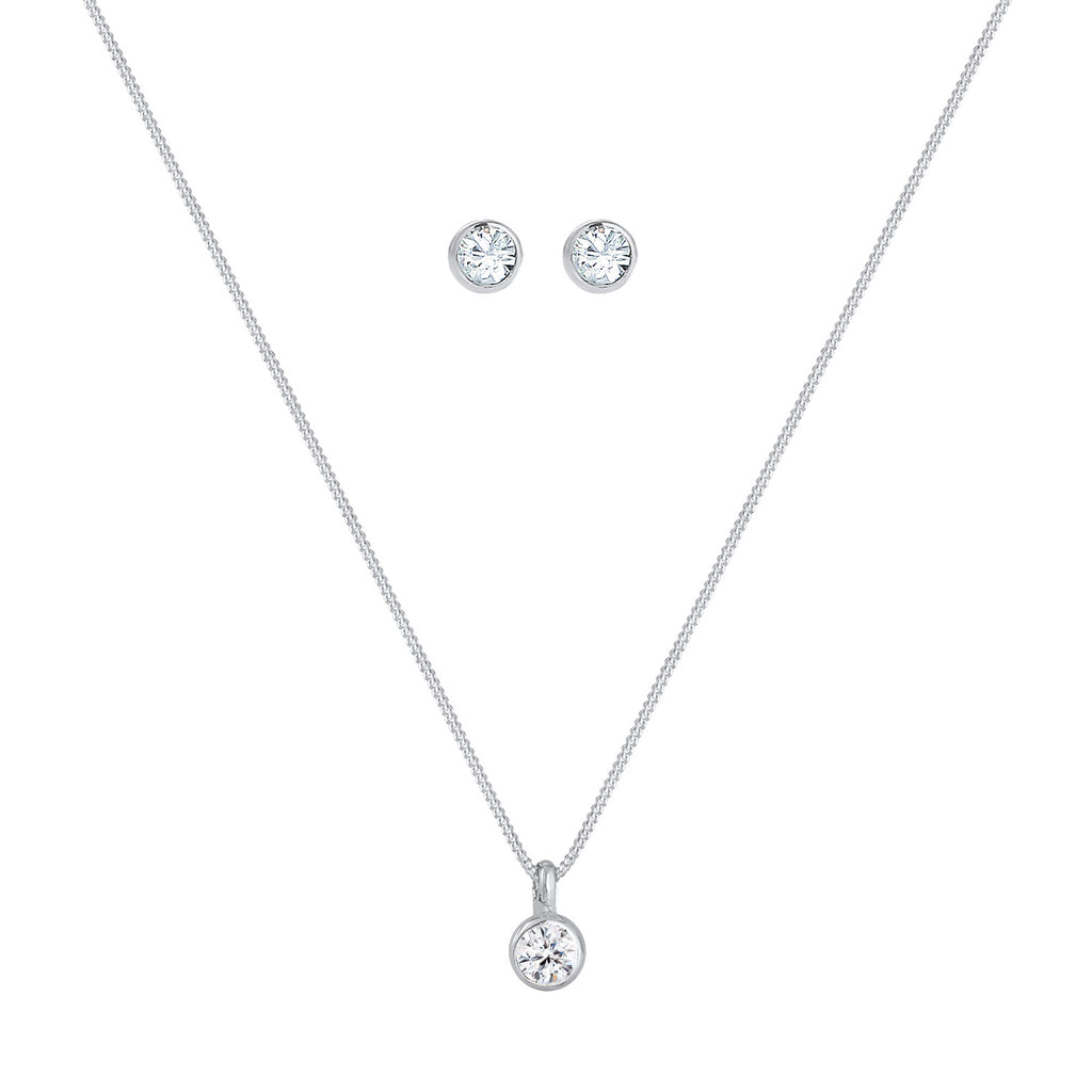 White Perhiasan Wanita Perak Asli - Silver Perhiasan Set Elegant Crystal