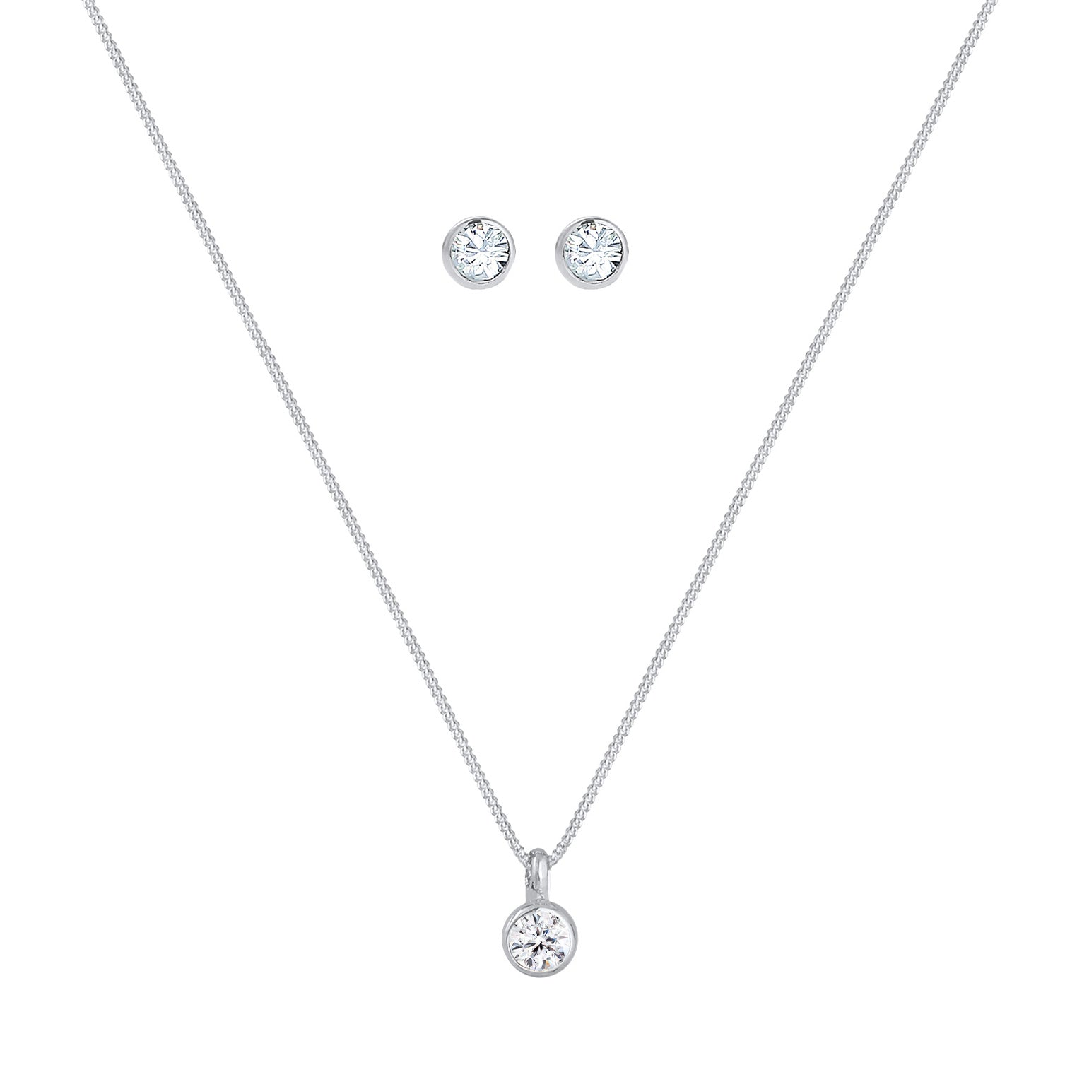 White Perhiasan Wanita Perak Asli - Silver Perhiasan Set Elegant Crystal
