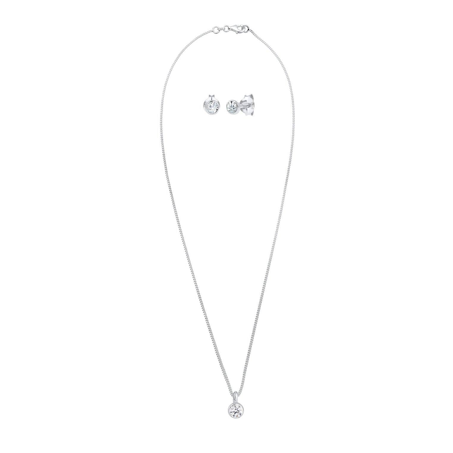 White Perhiasan Wanita Perak Asli - Silver Perhiasan Set Elegant Crystal