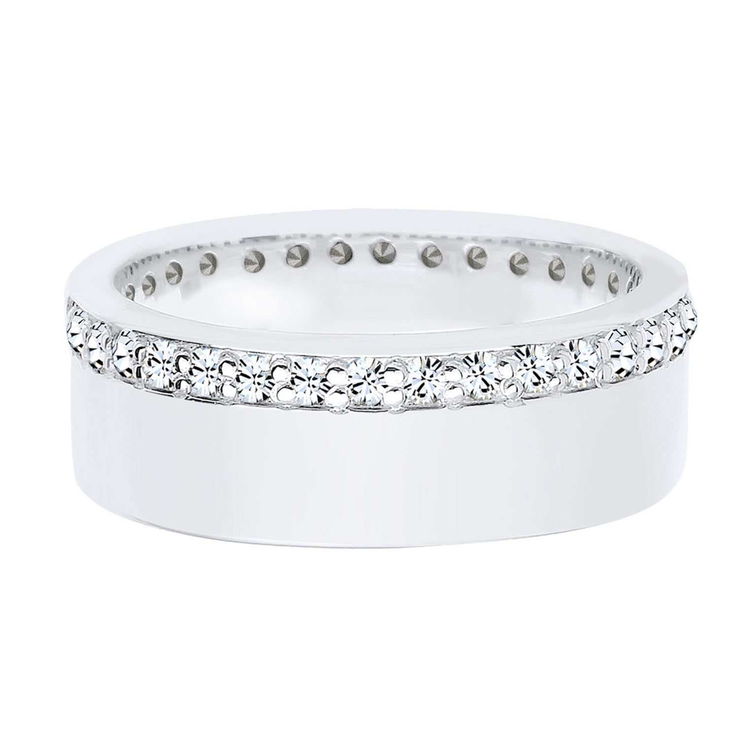 White Cincin Perhiasan Perak 925 Wanita Bandring Crystal