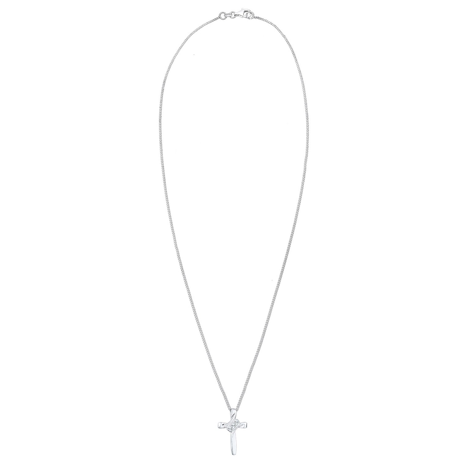 Silver Perhiasan Wanita Perak Asli - Silver Kalung  Cross Religion Crystals