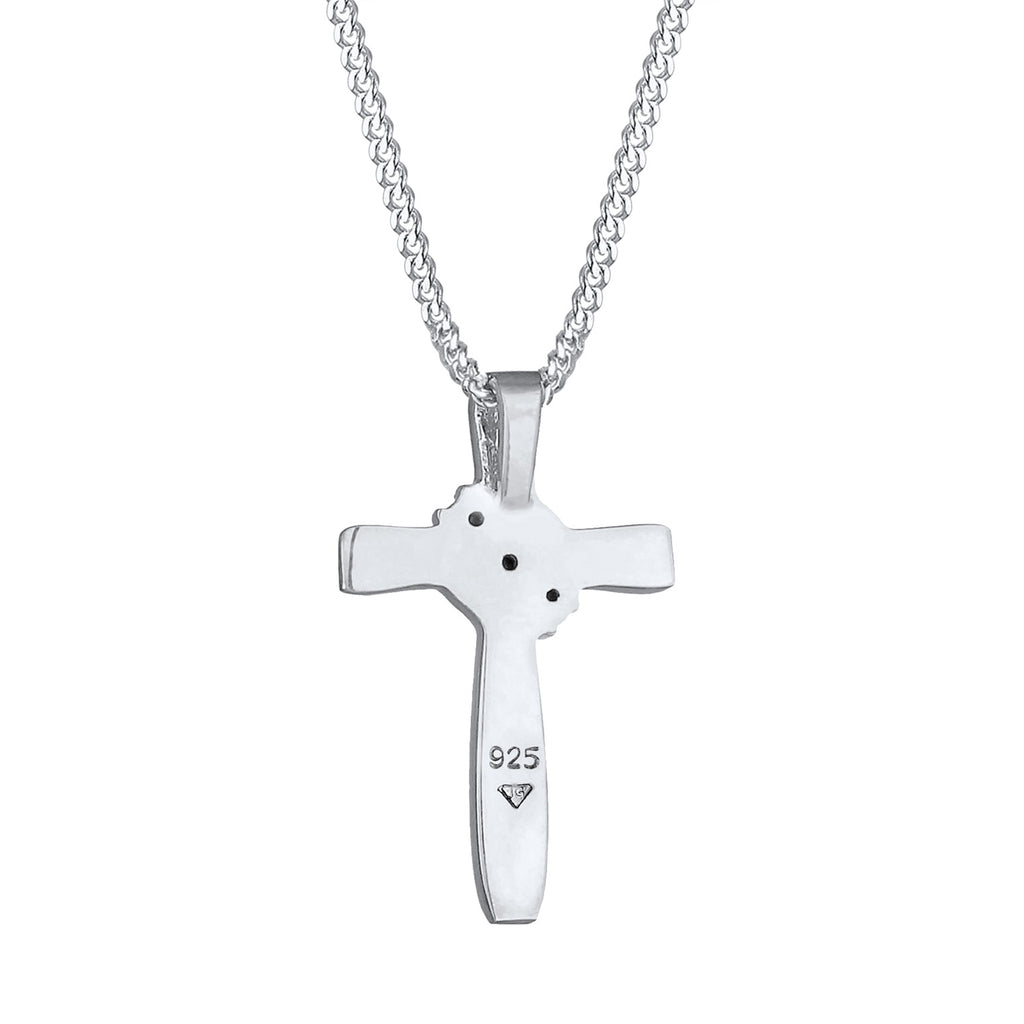 Silver Perhiasan Wanita Perak Asli - Silver Kalung  Cross Religion Crystals
