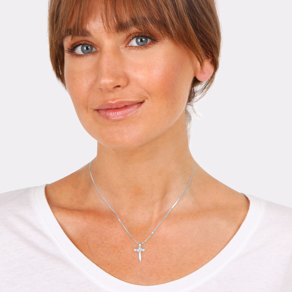 Silver - Elli | Cross Necklace 925 Silver – Embellished with Crystals by Swarovski®