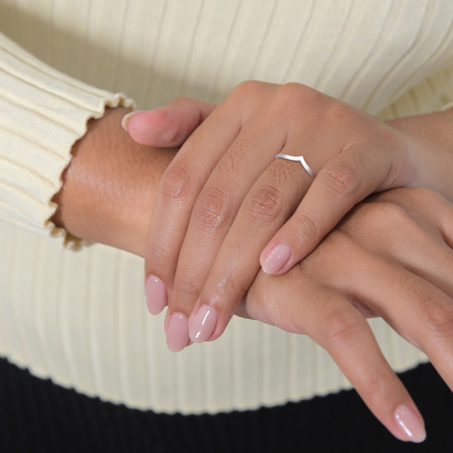 Silver Cincin Perhiasan Perak 925 Wanita V-Shape