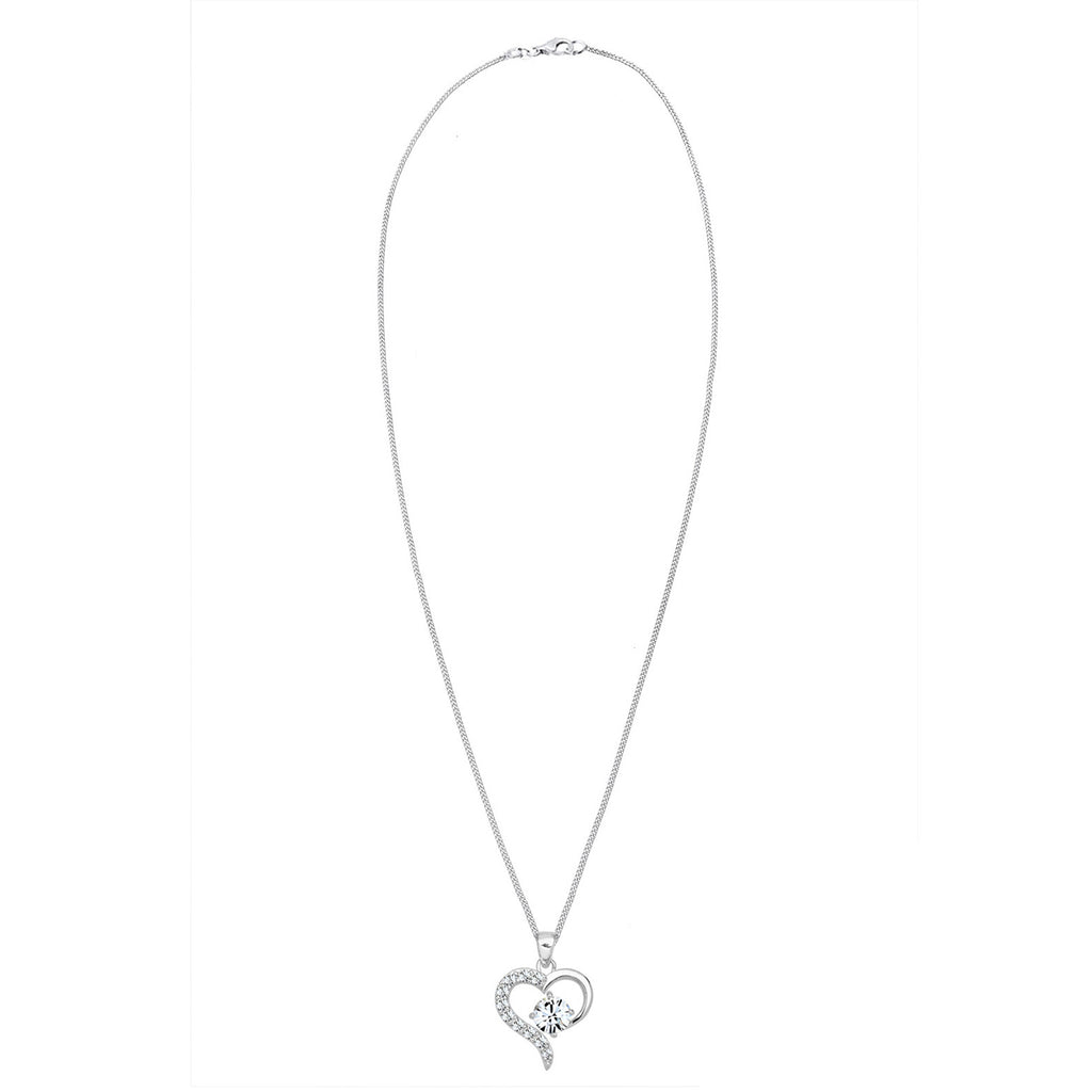 Silver Perhiasan Wanita Perak Asli - Silver Kalung   Heart Love Crystals