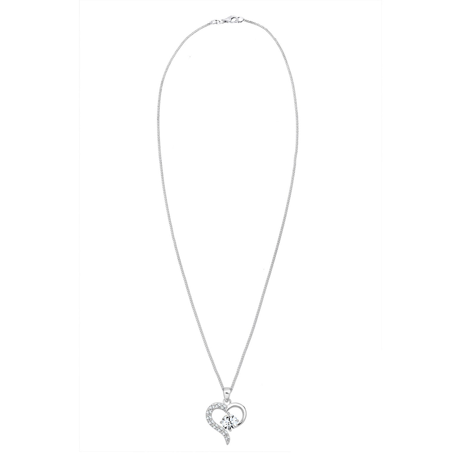 Silver Perhiasan Wanita Perak Asli - Silver Kalung   Heart Love Crystals