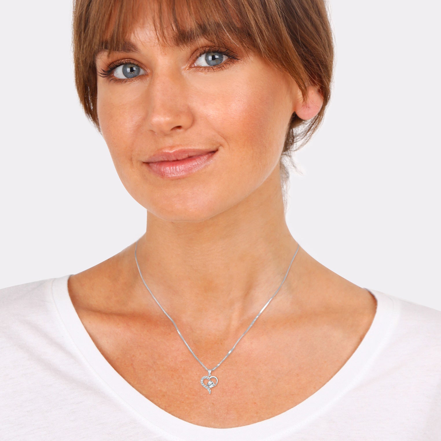 Silver Perhiasan Wanita Perak Asli - Silver Kalung   Heart Love Crystals